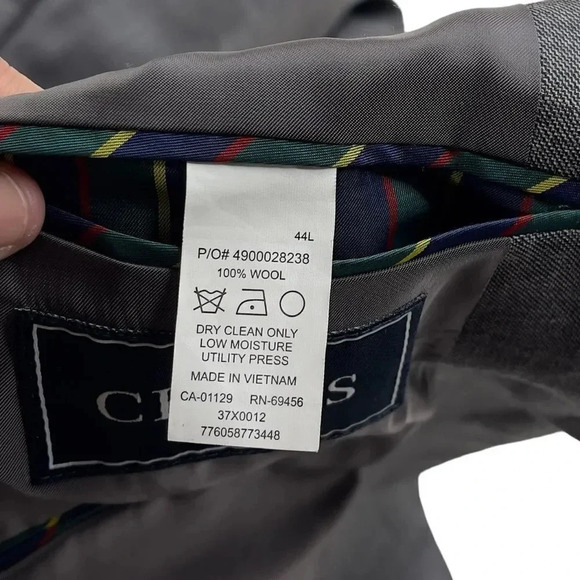 Chaps Men's 44L Suit Jacket Gray Wool 2 Button - Picture 9 of 13